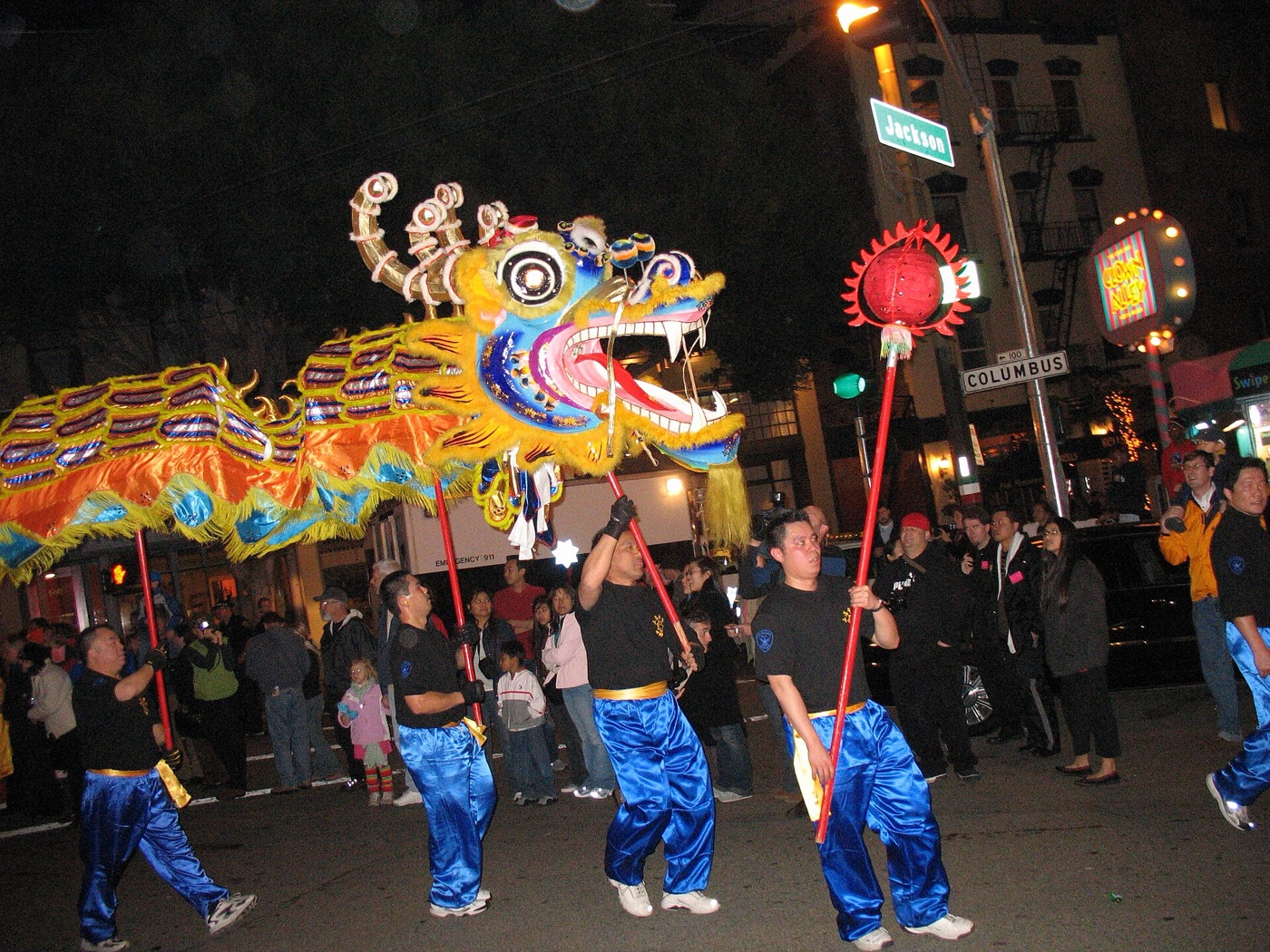 Dragon dancers on Jackson Street during San Francisco's Chinese New Year Parade, 2006